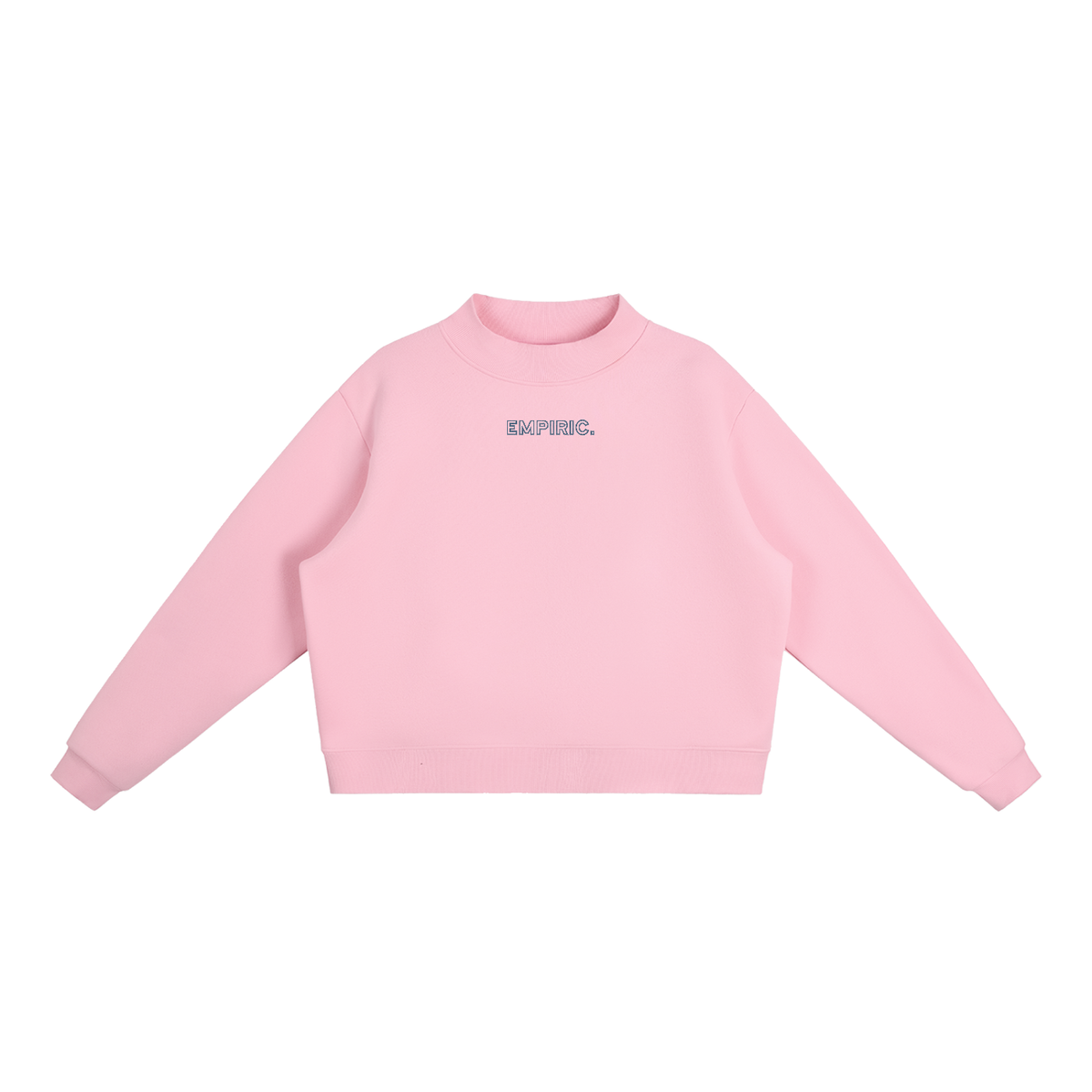 EMPIRIC. Women's Embroidered Sweatshirt in Pink with navy embroidery, front