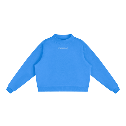 EMPIRIC. Women's Embroidered Sweatshirt in Blue with white embroidery, front