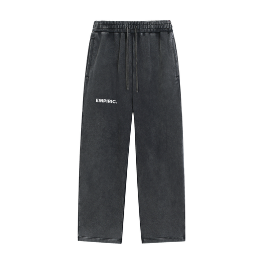 STRESS BUILDS. Snow Washed Sweatpants in Black, front
