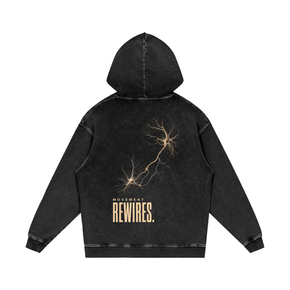 MOVEMENT REWIRES. Snow Washed Hoodie in Black Beauty, back