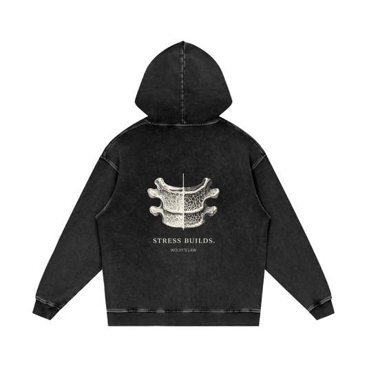 Stress Builds — Snow Washed Hoodie