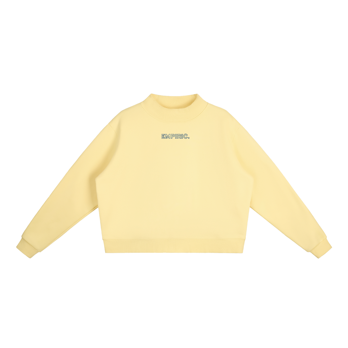 EMPIRIC. Women's Embroidered Sweatshirt in Yellow with navy embroidery, front