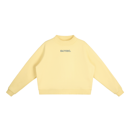 EMPIRIC. Women's Embroidered Sweatshirt in Yellow with navy embroidery, front