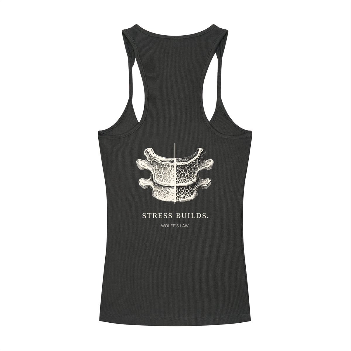 STRESS BUILDS. — Ribbed Racerback Tank