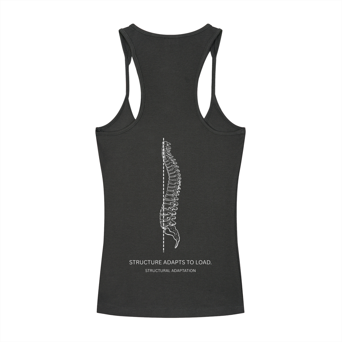 STRUCTURE ADAPTS TO LOAD. — Ribbed Racerback Tank