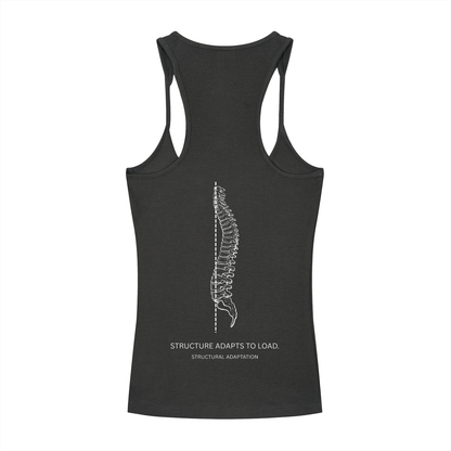 STRUCTURE ADAPTS TO LOAD. — Ribbed Racerback Tank