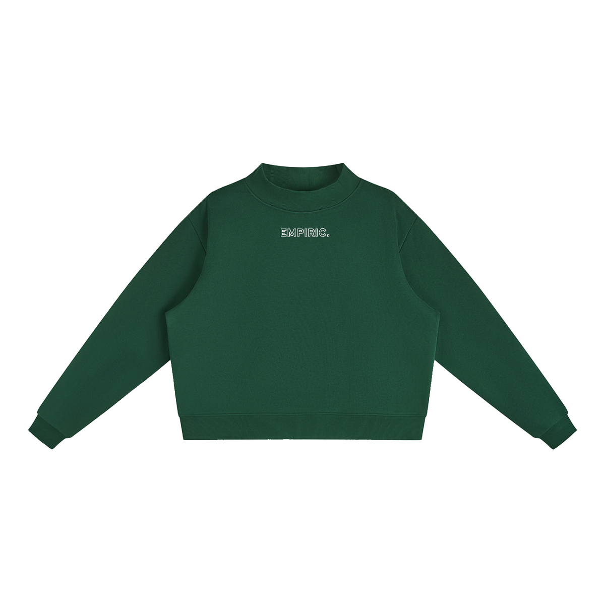 EMPIRIC. Women's Embroidered Sweatshirt in Green with white embroidery, front