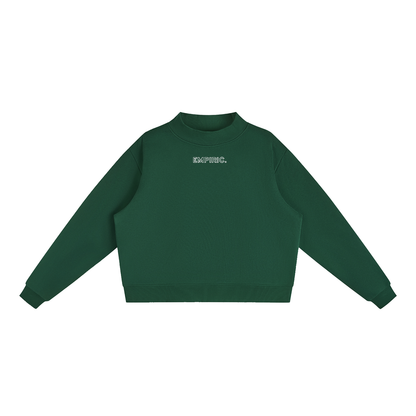 EMPIRIC. Women's Embroidered Sweatshirt in Green with white embroidery, front