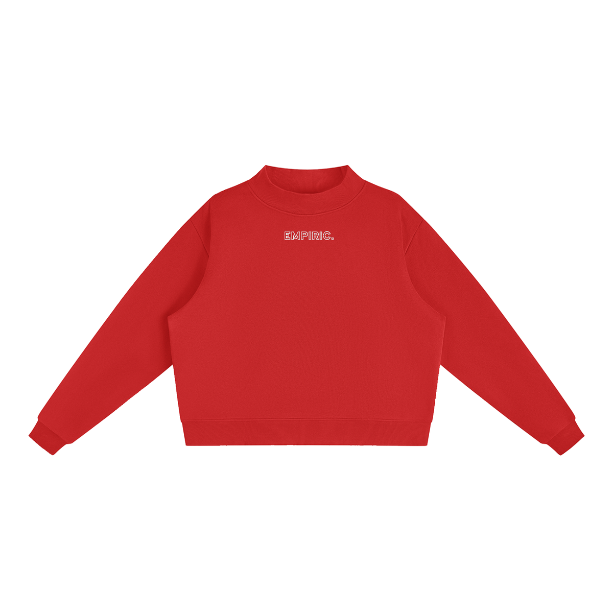 EMPIRIC. Women's Embroidered Sweatshirt in Red with white embroidery, front
