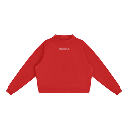 EMPIRIC. Women's Embroidered Sweatshirt in Red with white embroidery, front