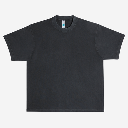 EMPIRIC. STRESS BUILDS. tee — flat lay, boxy oversized silhouette