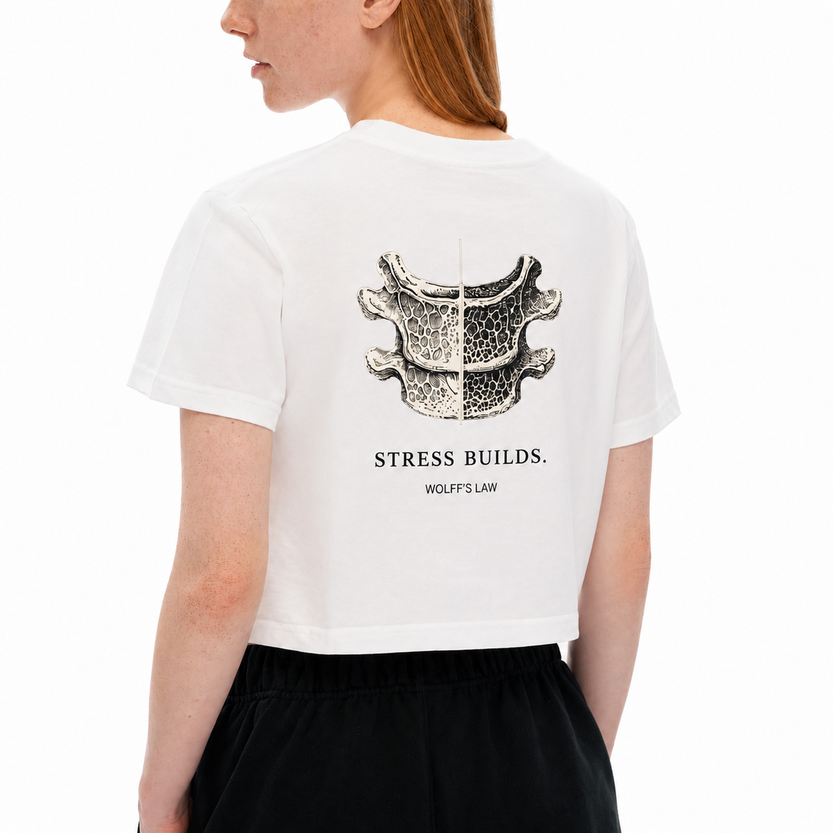 STRESS BUILDS. — Women's Crop Tee