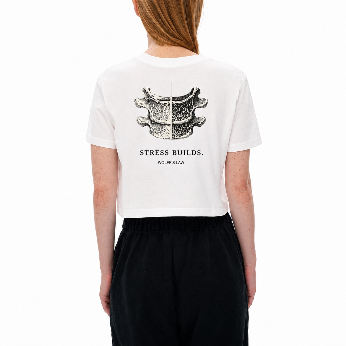 STRESS BUILDS. — Women's Crop Tee