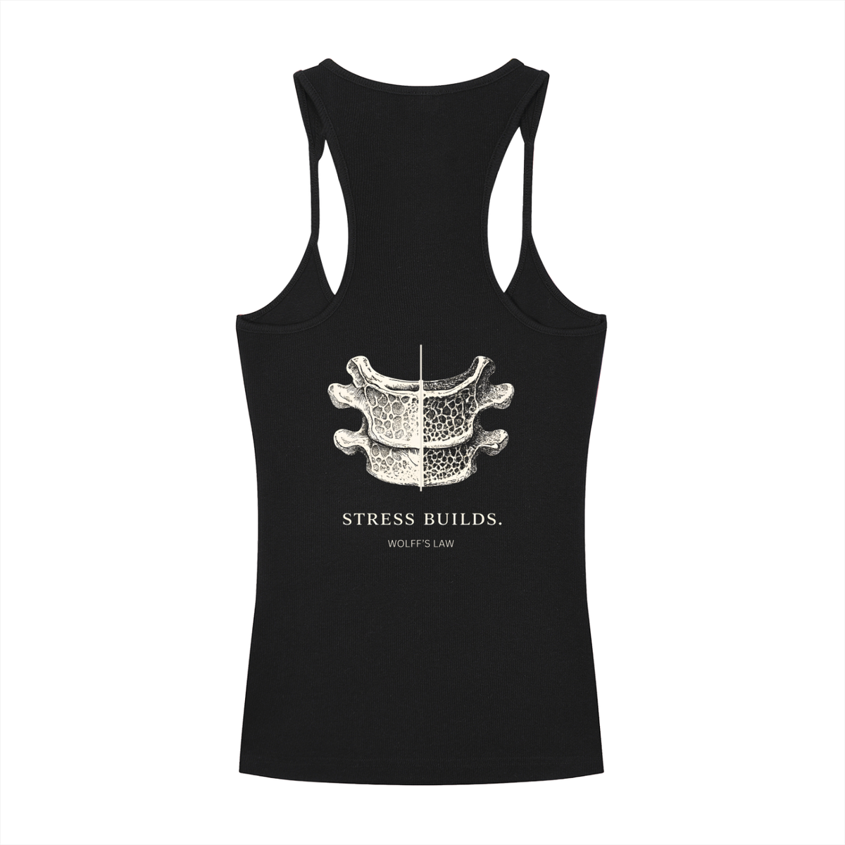STRESS BUILDS. — Ribbed Racerback Tank