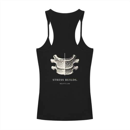 STRESS BUILDS. — Ribbed Racerback Tank
