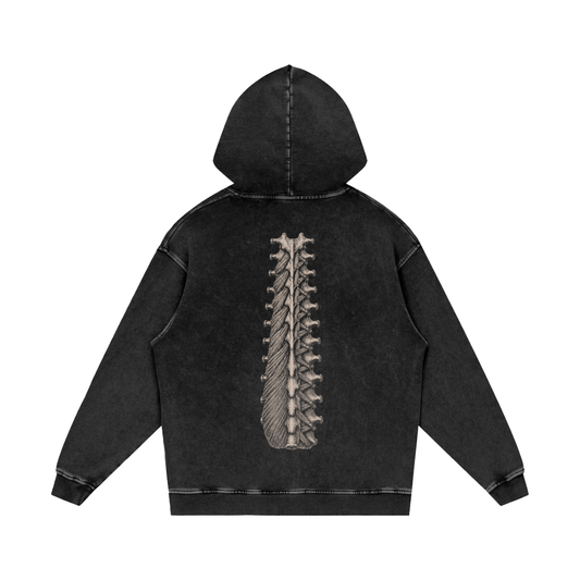 CONTROL RUNS DEEP. Snow Washed Hoodie in Black Beauty, back