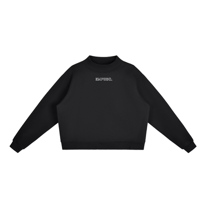 EMPIRIC. Women's Embroidered Sweatshirt in Black with white embroidery, front