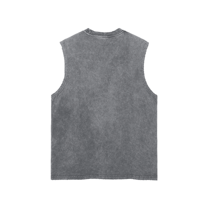 MIND IS BIOLOGY Unisex Snow Washed Tank in Dark Gray, back, no print