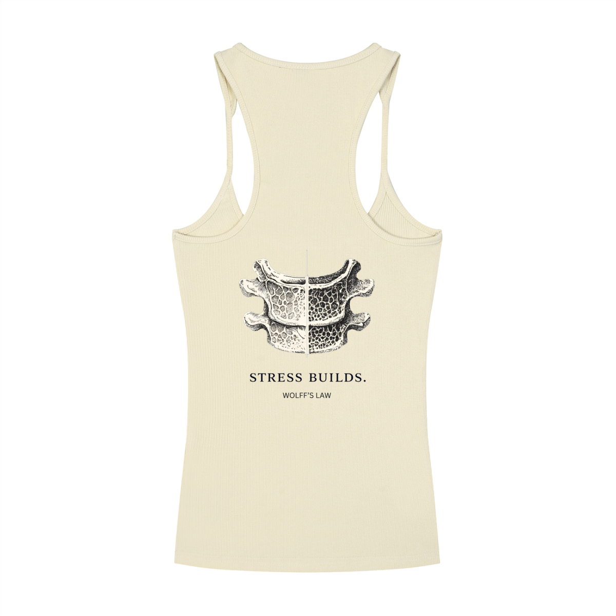 STRESS BUILDS. — Ribbed Racerback Tank