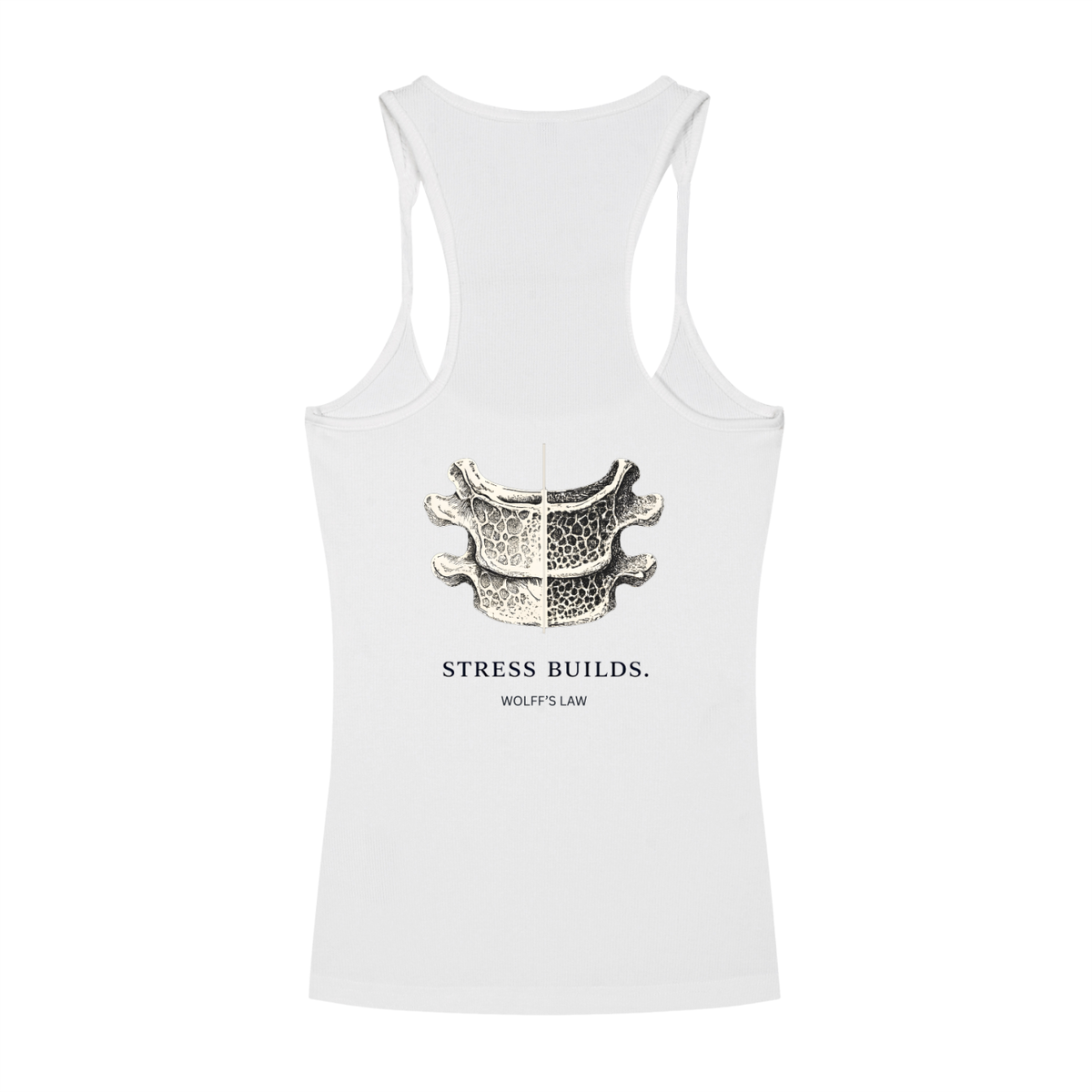 STRESS BUILDS. — Ribbed Racerback Tank